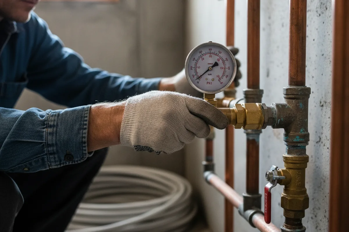 Pressure testing a repaired line during Water Line Repair in Randolph